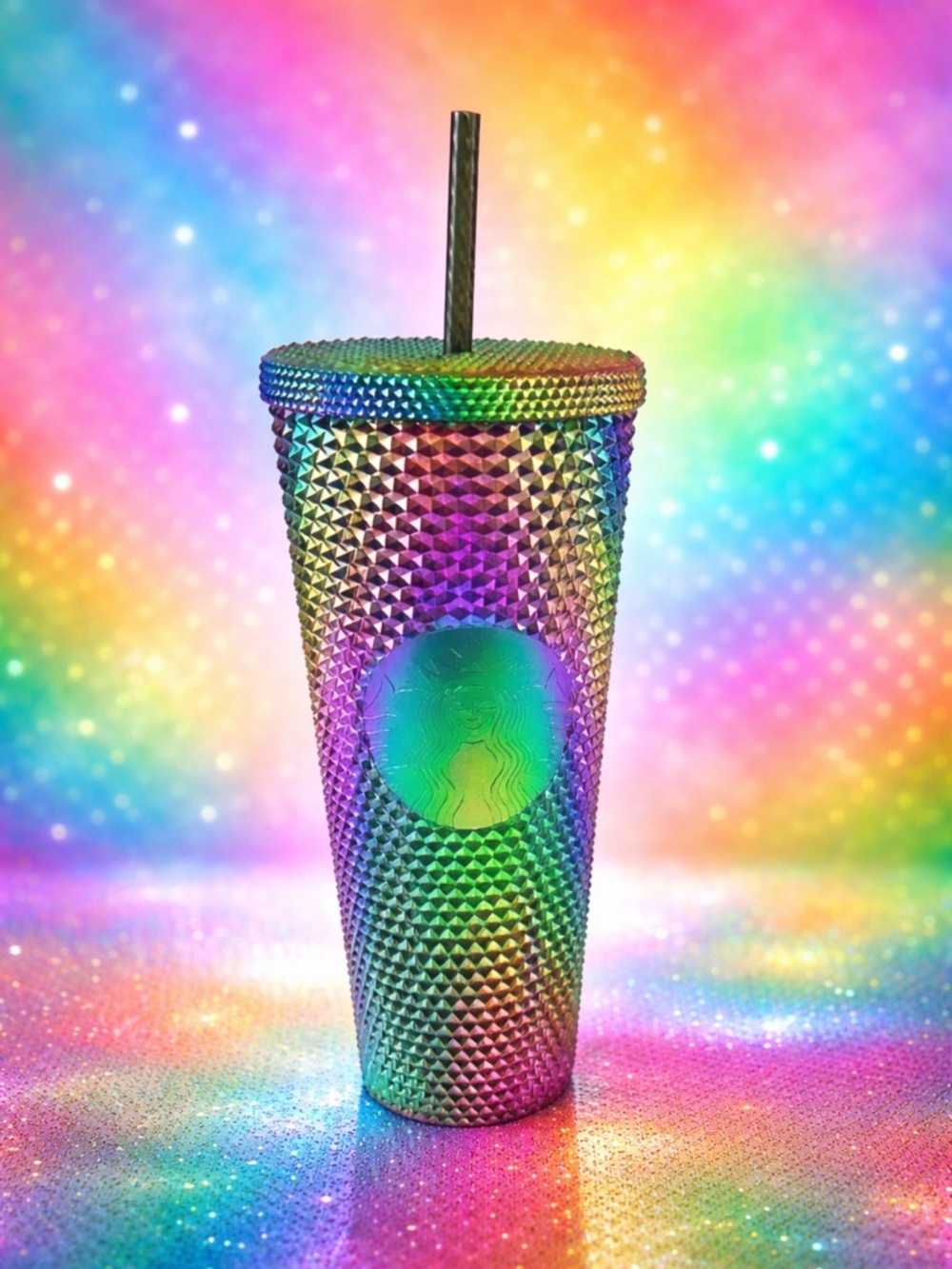 NWT Starbucks Rainbow Iridescent Oil Slick Stud Tumbler Limited Edition‎ Fall 23